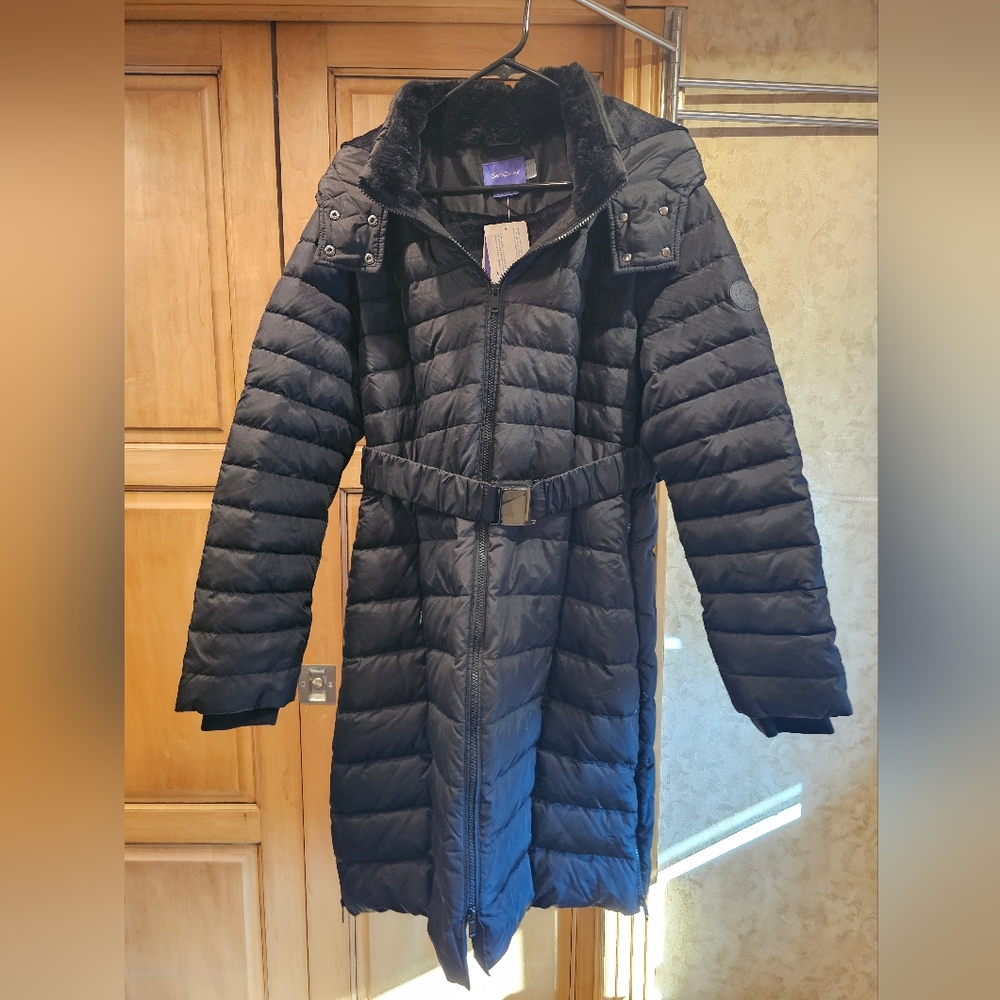 NWT Seraphine Down Maternity Coat, Black, Size 8